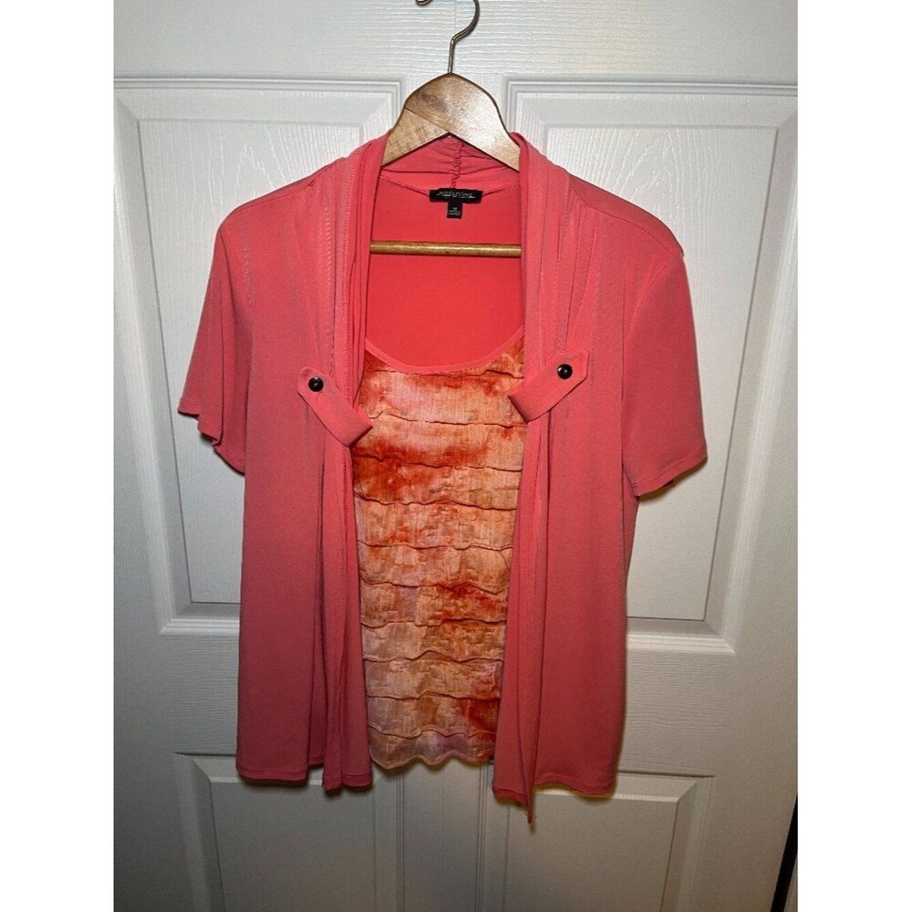 Notations Coral Layered Blouse Medium Ruffle Front